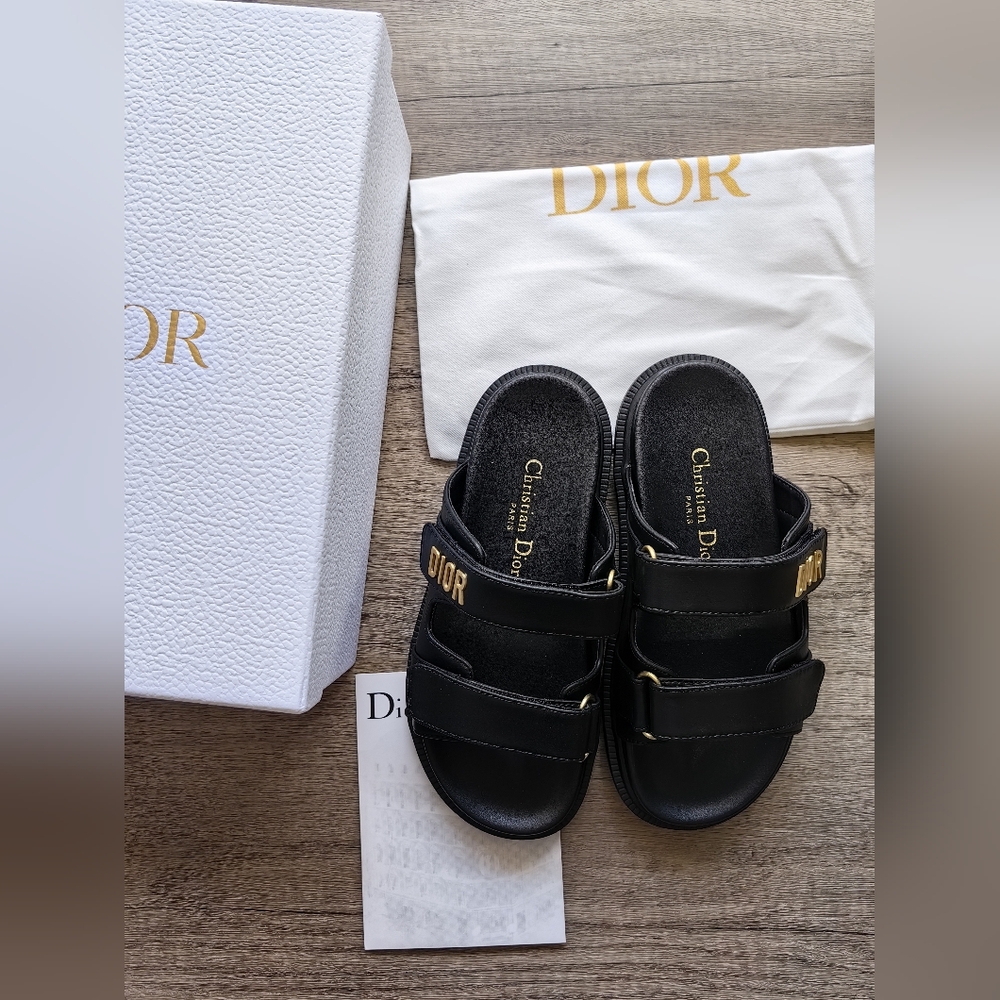 Dior Black Sandals Double Strap Luxury Design